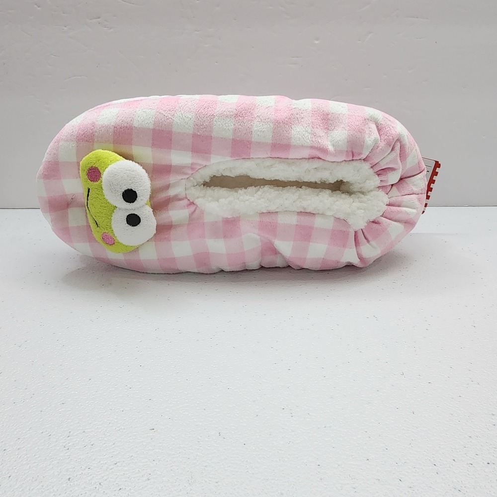 NWT Sanrio Keroppi Women's Pink Checkered Slipper Gripper Bottoms Size M/L 8-10